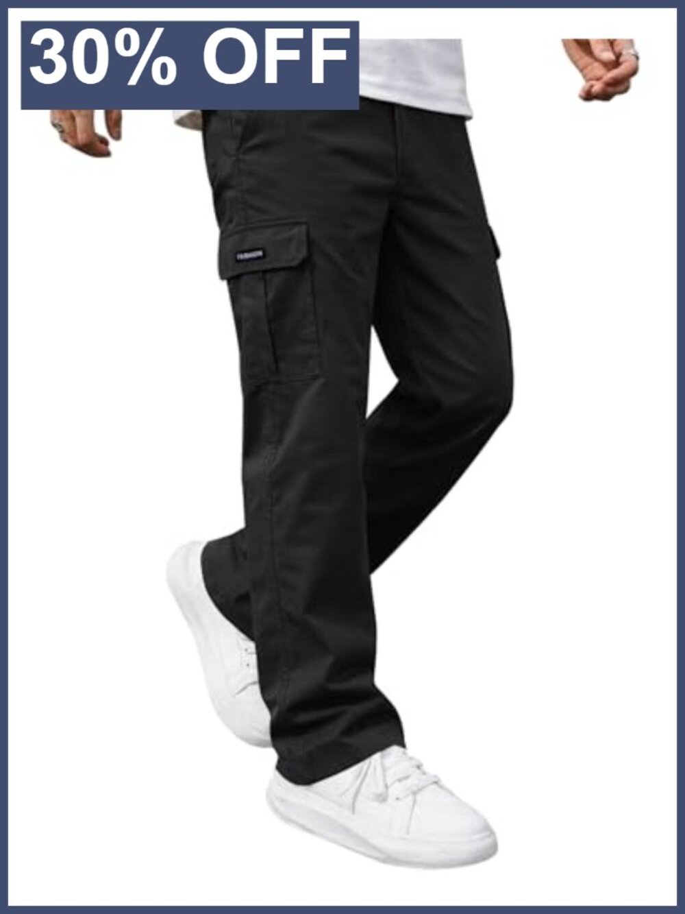 Men's Cargo Pants Polyester Elastic Waist 6 Pockets Straight Leg Work Hiking
